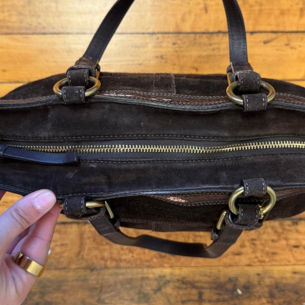 Vintage Coach Brown Suede Tote - Picture 5 of 8